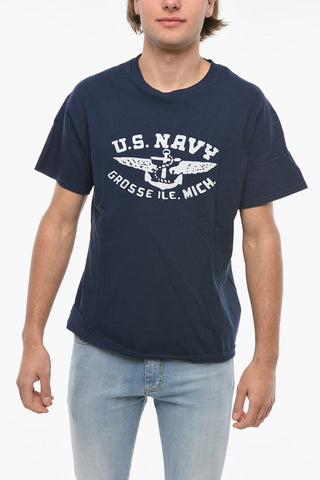 Contrasting Printed Crew-Neck T-shirt