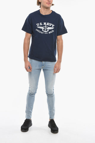 Contrasting Printed Crew-Neck T-shirt