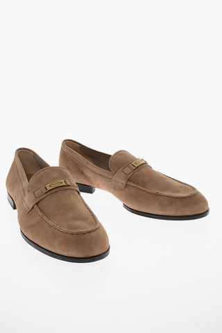 Mocassini in Suede con Piastrina Logata