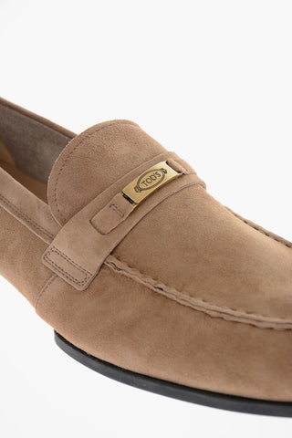 Mocassini in Suede con Piastrina Logata