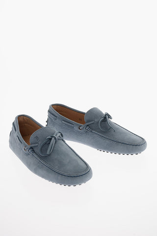 Suede Boat Loafers with Bow