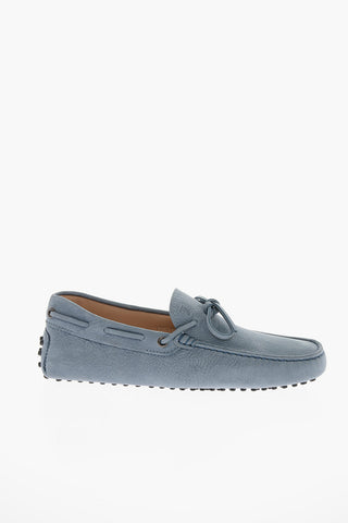 Suede Boat Loafers with Bow