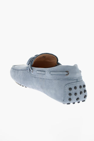 Suede Boat Loafers with Bow