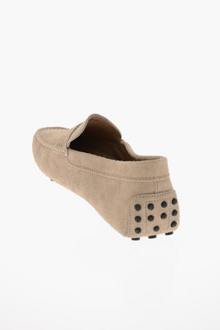 Rubberized Sole Suede Penny Loafers
