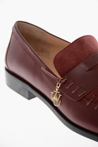 Suede Detail Leather Penny Loafers