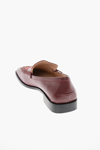 Suede Detail Leather Penny Loafers