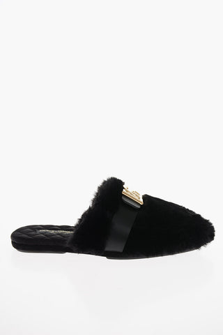 Eco-fur BRAMANTE Slipper Loafers with Metal Monogram