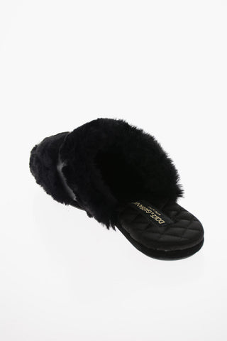 Eco-fur BRAMANTE Slipper Loafers with Metal Monogram