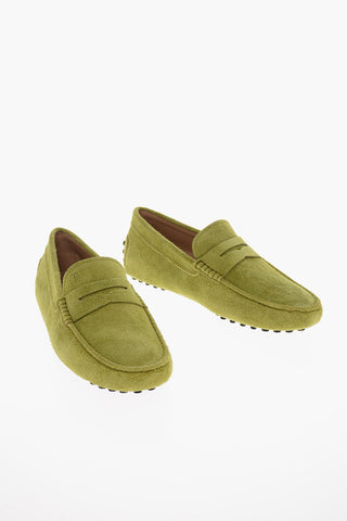 Rubberized Sole Suede Penny Loafers