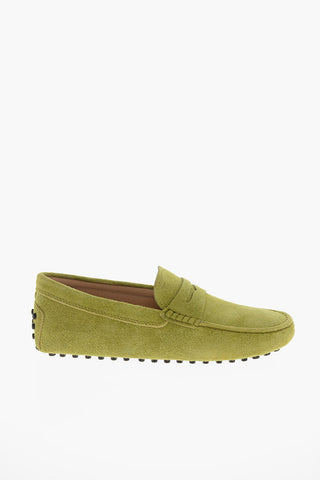 Rubberized Sole Suede Penny Loafers