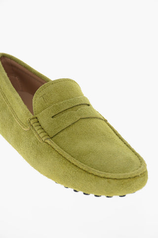 Rubberized Sole Suede Penny Loafers