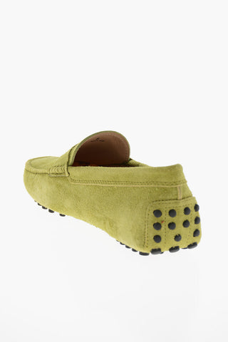 Rubberized Sole Suede Penny Loafers