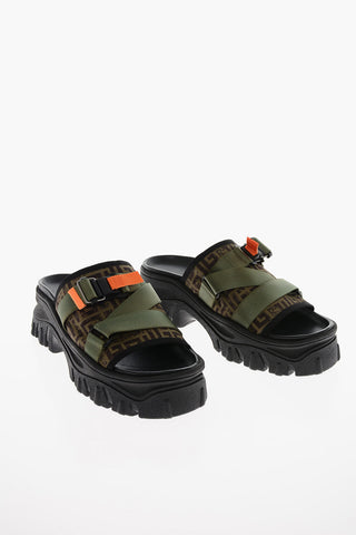 Sandali Slider in Canvas Monogram con Fibbia