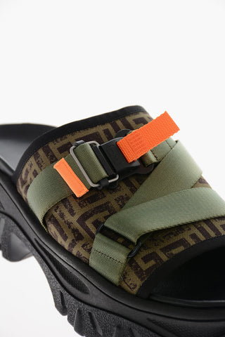 Sandali Slider in Canvas Monogram con Fibbia