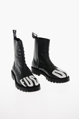 VTMNTS Laceless FUCK OFF Leather Combat Booties