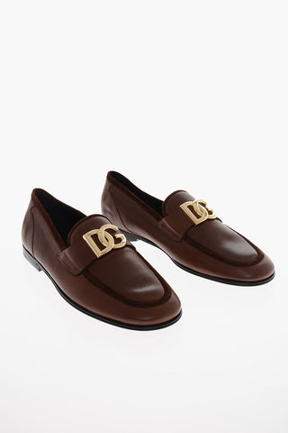 Suede-edged ARIOSTO Leather Loafers with Monogram Detail