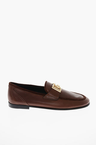 Suede-edged ARIOSTO Leather Loafers with Monogram Detail