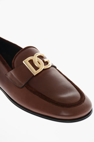 Suede-edged ARIOSTO Leather Loafers with Monogram Detail