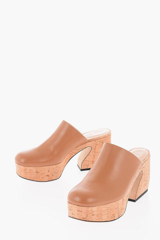 SI Cork Sole Leather Platform Mules 10cm