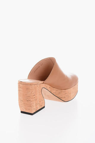 SI Cork Sole Leather Platform Mules 10cm