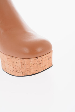 SI Cork Sole Leather Platform Mules 10cm