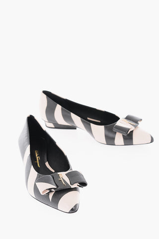 Two Tone Leather VIVA Ballet Flats with Bow