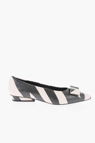 Two Tone Leather VIVA Ballet Flats with Bow