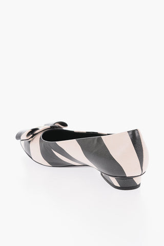 Two Tone Leather VIVA Ballet Flats with Bow