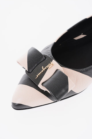 Two Tone Leather VIVA Ballet Flats with Bow