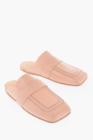 Mules Flat SPATO in Pelle con Suola in Cuoio