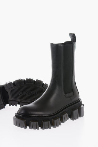 Statement Sole CREPE LUG Leather Chelsea Booties