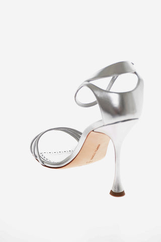 Spool Heel CARACOL Lamè Leather Sandals 10cm