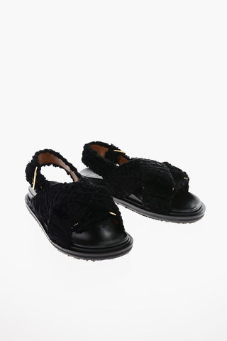 Criss Cross Straps Eco-fur Sandals