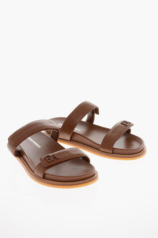 EMPORIO Velcro Closure Leather Sandals