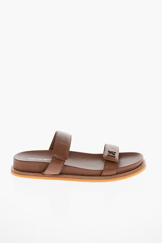 EMPORIO Velcro Closure Leather Sandals