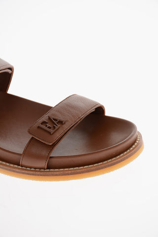 EMPORIO Velcro Closure Leather Sandals