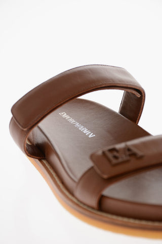 EMPORIO Velcro Closure Leather Sandals