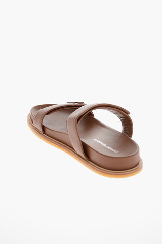 EMPORIO Velcro Closure Leather Sandals