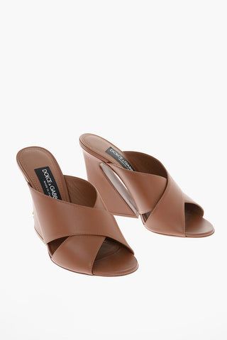 Geometric Heel KEIRA Leather Mules 10cm