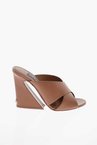Geometric Heel KEIRA Leather Mules 10cm