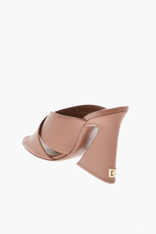 Geometric Heel KEIRA Leather Mules 10cm