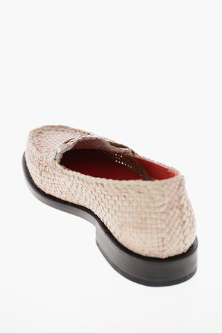 Cuir Sole Woven Leather Penny Loafers