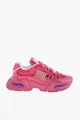 Mesh Detail HONEYCOMB Leather and Fabric Sneakers