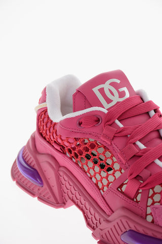 Mesh Detail HONEYCOMB Leather and Fabric Sneakers