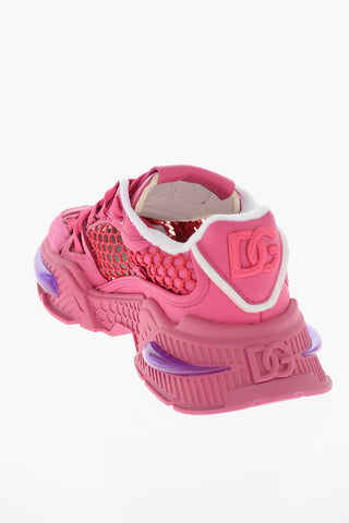 Mesh Detail HONEYCOMB Leather and Fabric Sneakers