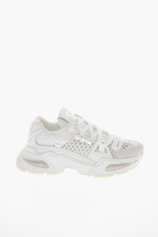 Mesh Detail HONEYCOMB Leather and Fabric Sneakers