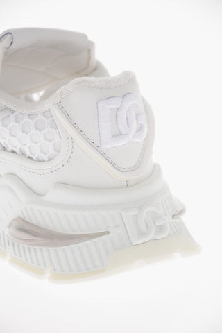 Mesh Detail HONEYCOMB Leather and Fabric Sneakers