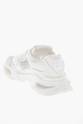Mesh Detail HONEYCOMB Leather and Fabric Sneakers