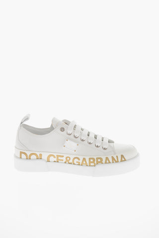 Lamè Printed Logo Lace-up Leather Sneakers