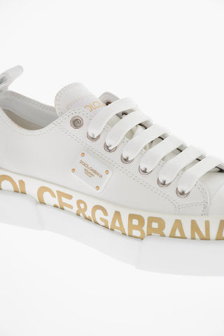 Lamè Printed Logo Lace-up Leather Sneakers